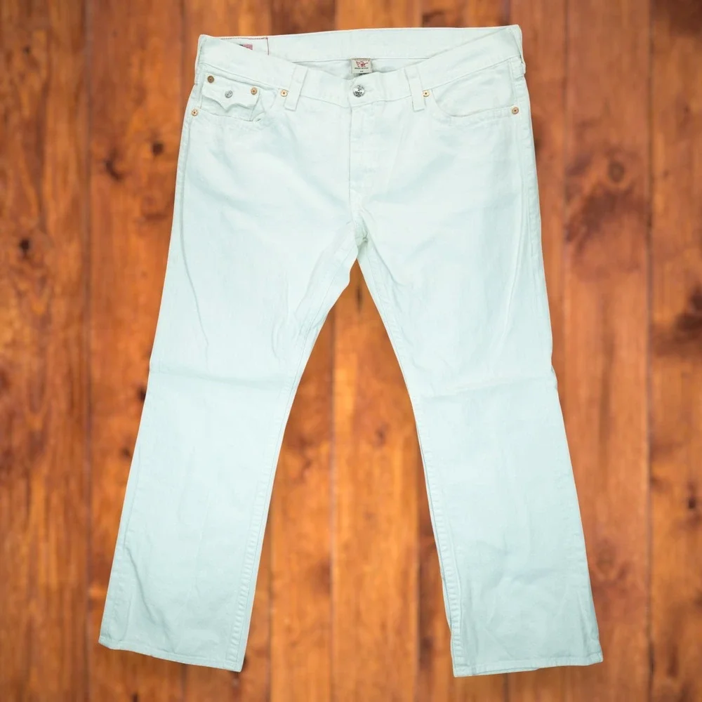 Vintage True Religion White Y2K Ricky‎ Relaxed Straight Pants Size: 44